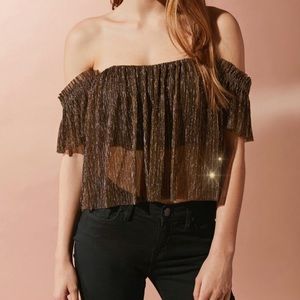 NWT Pleated Shimmer OTS Top